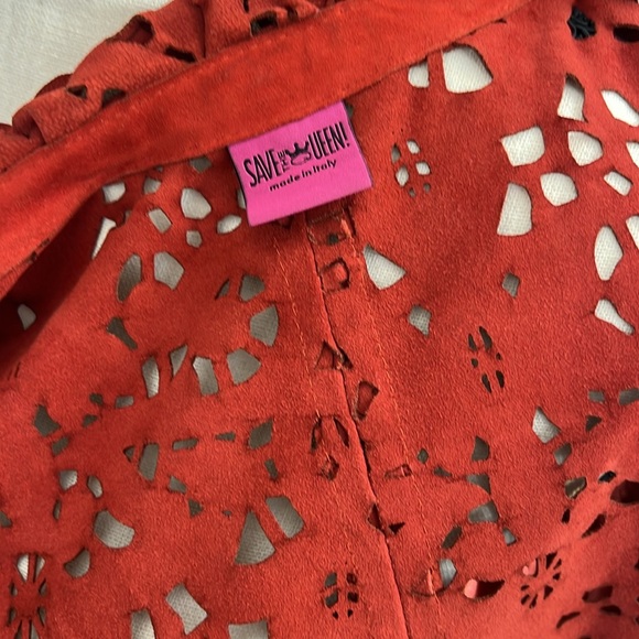 SAVE THE QUEEN LEATHER CUTOUT JACKET SIZE LARGE - Picture 9 of 11